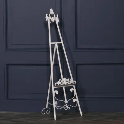 French Style Cream Metal Easel with Adjustable Shelf 165cm