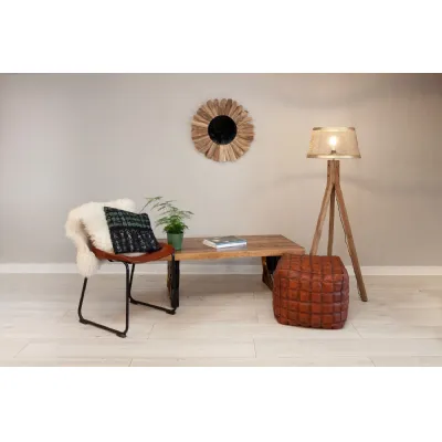 Natural Mango Wood Wheel Base Coffee Table