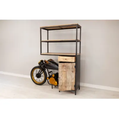 Industrial Rustic Wood Caddy Bike Designed Display Unit