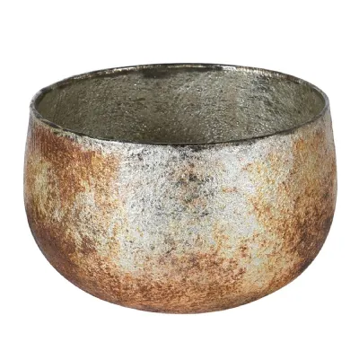 Large Glass Distressed Effect Candle Holder
