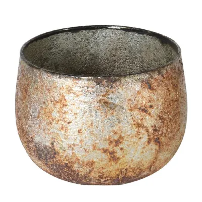 Medium Glass Distressed Effect Candle Holder