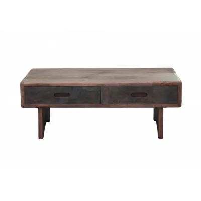 Natural Mango Wood and Slate Effect Low Coffee Table