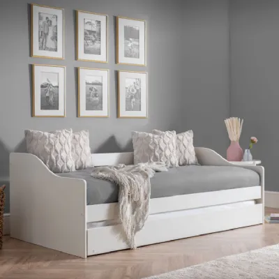 White Curved Frame 3ft Single Daybed with Pull Out Underbed