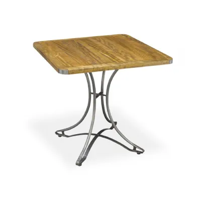 Modern Square Mango Wood Cafe Table Industrial Steel Base