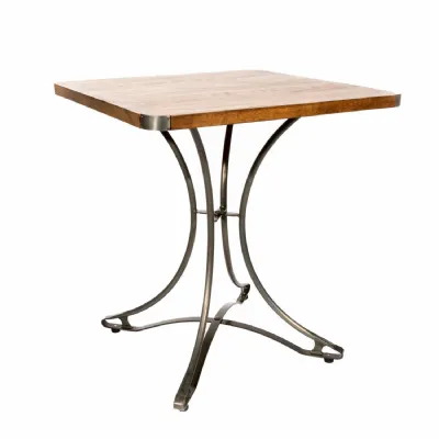 Industrial Square Mango Wood Bistro Table with Steel Base