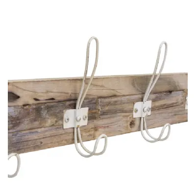 Re Engineered Coat Hanger White on White wood 6 Hooks