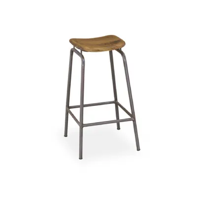 Industrial Style Solid Mango Wood and Metal Counter Height Lab Bar Stool