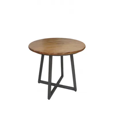 Natural Mango Wood Round Top Bistro Table with Black Metal Base