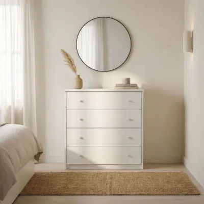 White Wood Chest of 4 Drawers