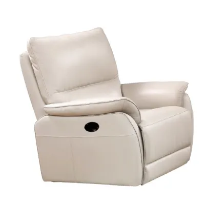Chalk Faux Leather Recliner Chair with Padded Arms