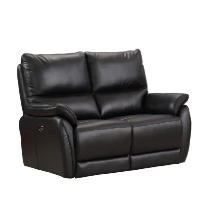 Black Leather 2 Seater Power Recliner Sofa