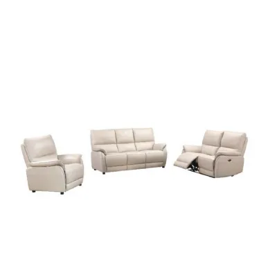 Chalk Leather 2 Seater Power Recliner Sofa