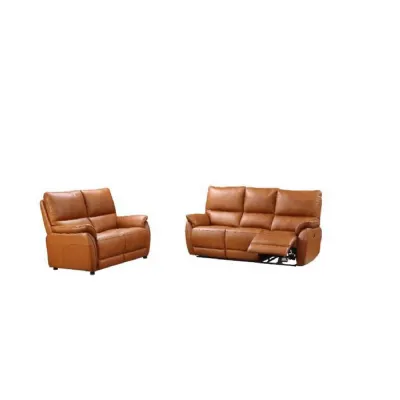 Tan Brown Leather 3 Seater Electric Power Recliner Sofa