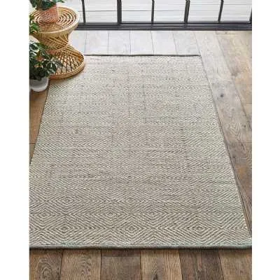 Origins Estelle Natural Diamond Pattern Hand Woven Pure Wool Flat Weave Rug 160x230cm
