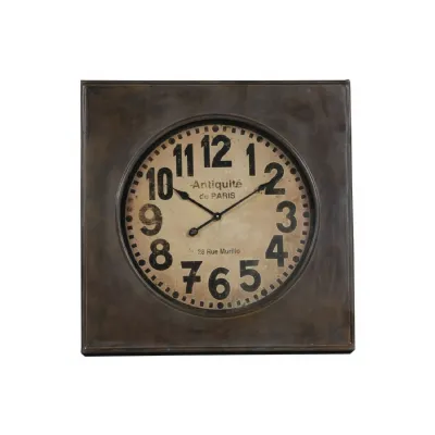 Large Square Industrial Antiquite De Paris Wall Clock