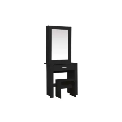 Evelyn 1 Drawer Sliding Mirror Dressing Table Black
