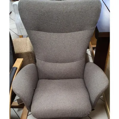 Swivel Recliner Chair with Back Tilt in Brown Grey Fabric