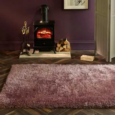 Origins Extravagence Lilac Polyester Tufted Thick Shaggy Plain Shaggy Rug 160x230cm