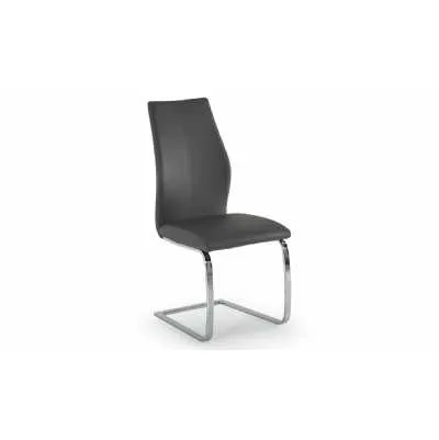 Grey Leather Dining Chair on Chrome Cantilever Legs