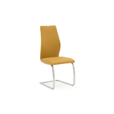 Orange Leather Dining Chair on Chrome Cantilever Legs