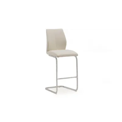 Cream Leather Bar Stool Chrome Cantilever Legs