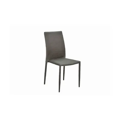 Grey Fabric Tall Back Dining Chair with Metal Legs