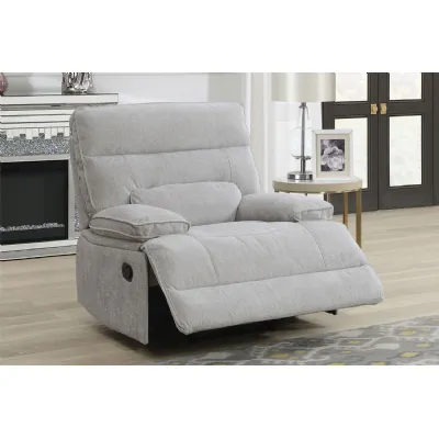 Grey Textured Fabric 1 Seater Manual Recliner Chair