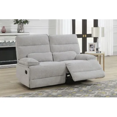 Grey Textured Fabric 2 Seater Manual Recliner Sofa