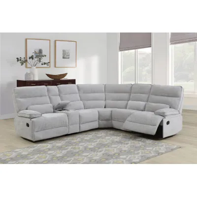Grey Fabric Large Corner Manual Recliner Sofa
