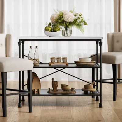 Fairmont Marble And Black Kitchen Island