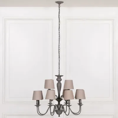 Grey 12 Branch Chandelier with Shades