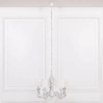 Distressed 5 Branch Chandelier with Shades