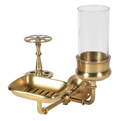 Retro Gold Soap and Toothbrush Holder
