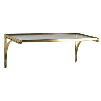 Antique Brass and Glass Wall Shelf