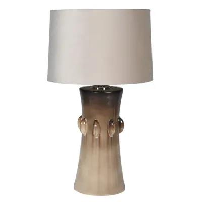Metallic Ivory Table Lamp with Cotton Shade