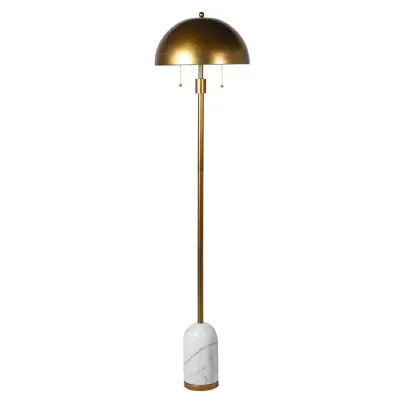 Gold Dome and Marble Base Floor Lamp