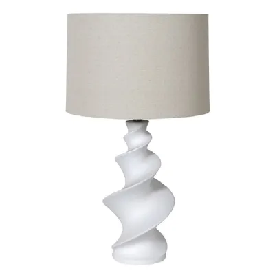 White Swirl Table Lamp with Linen Shade
