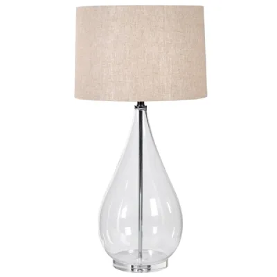 Clear Glass Lamp With Linen Shade