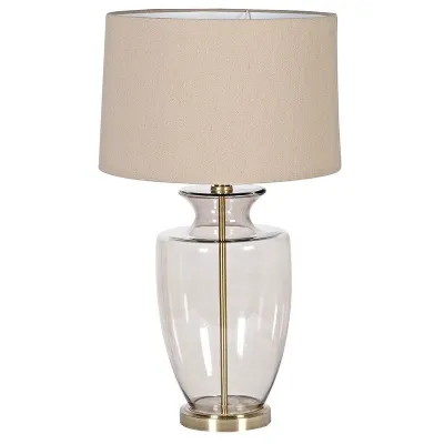 Shaped Smoked Glass Table Lamp
