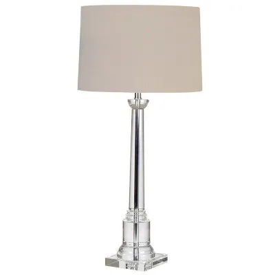 Candlestick Crystal Column Table Lamp With Round Neutral Shade