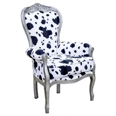 Velboa Black Cow Velvet Bespoke Lounge Chair Wooden Frame