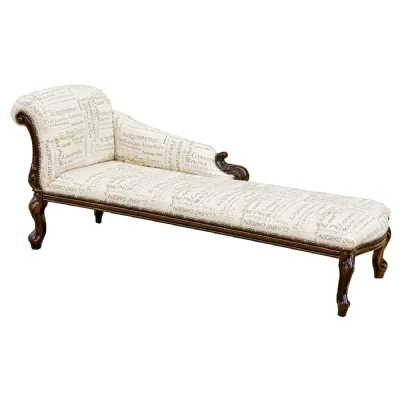 Wenge Beech Wood French Longue Chaise Custom Upholstery