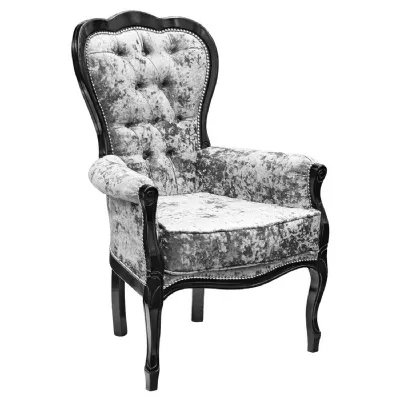 Crushed Silver Fabric Three Arced Back Lounge Chair Bespoke