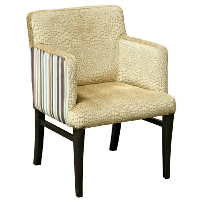 Custom Fabric Carver Lounge Chair Dark Oak Frame Bespoke