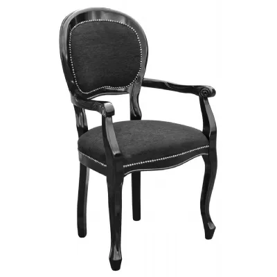 Fresco Black Fabric Dining Carver Gloss Wood Frame Bespoke