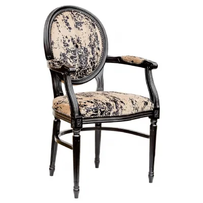 Custom Fabric Round Back Dining Carver Black Frame Bespoke