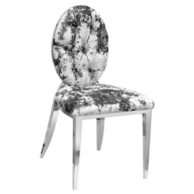 Silver Crush Velvet Dining Chair Round Buttoned Back Bespoke