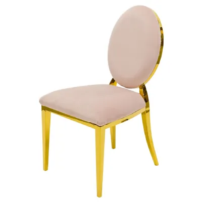 Diva Chalk Pink Fabric Dining Chair Gold Metal Frame Bespoke