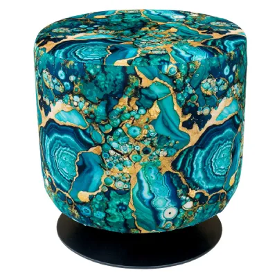 Casa Nova Pluto Fabric Swivel Drum Stool Black Base Bespoke