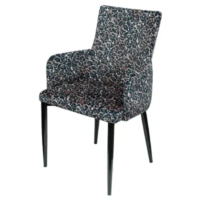 Roxy Leopard Fabric Dining Carver Chair Metal Legs Bespoke